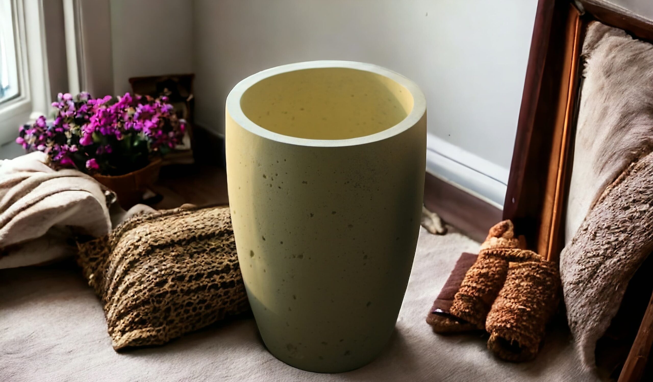 Büyük Boy Hafif Beton Saksı (Pastel Renkler) - Görsel 2